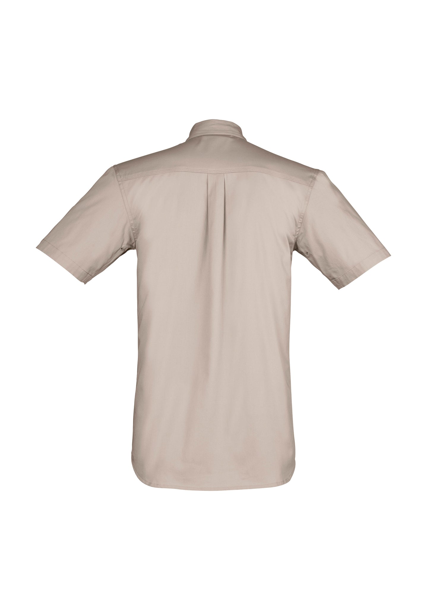 Mens Lightweight Tradie Short Sleeve Shirt Sand back