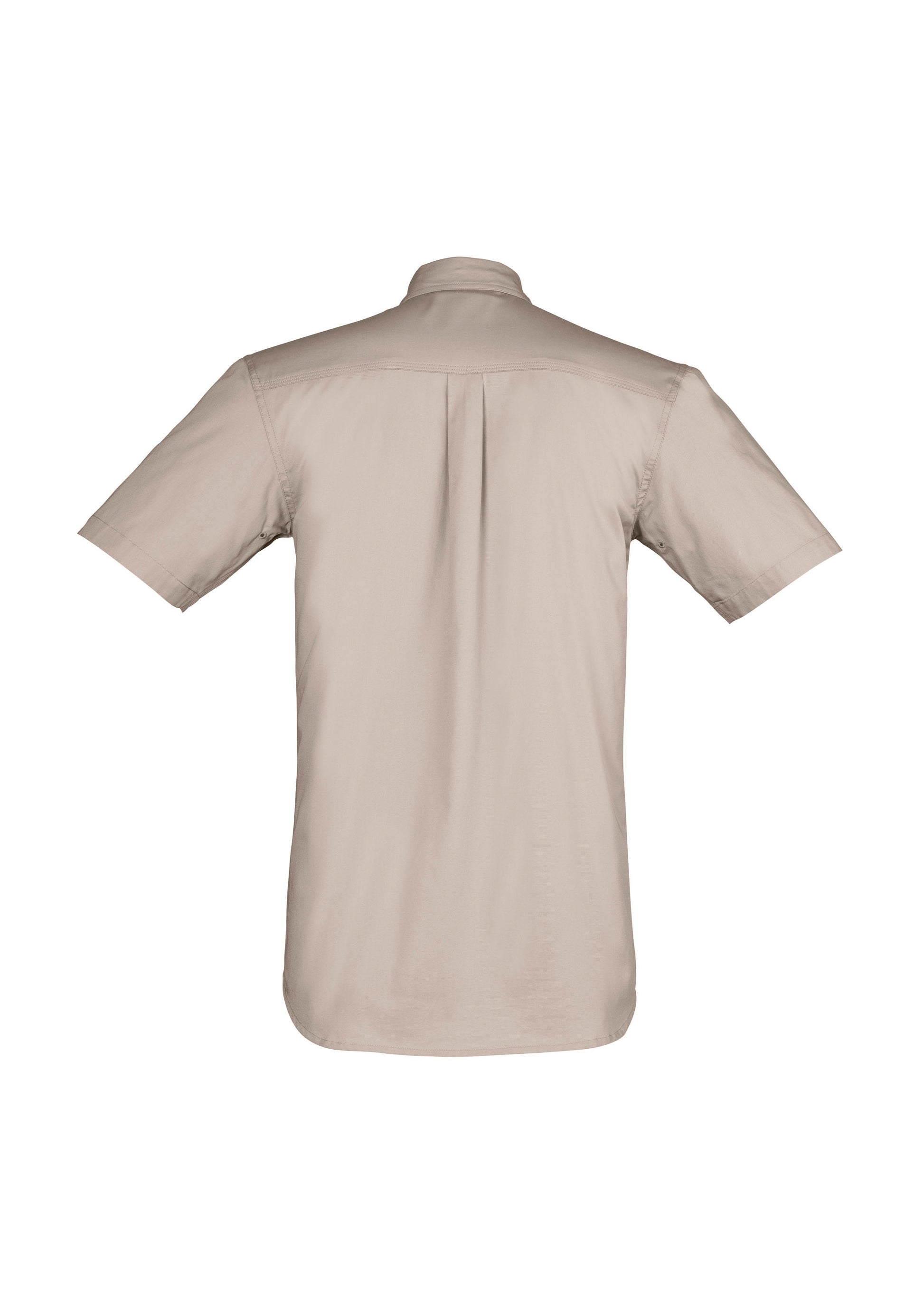 Mens Lightweight Tradie Short Sleeve Shirt Sand back