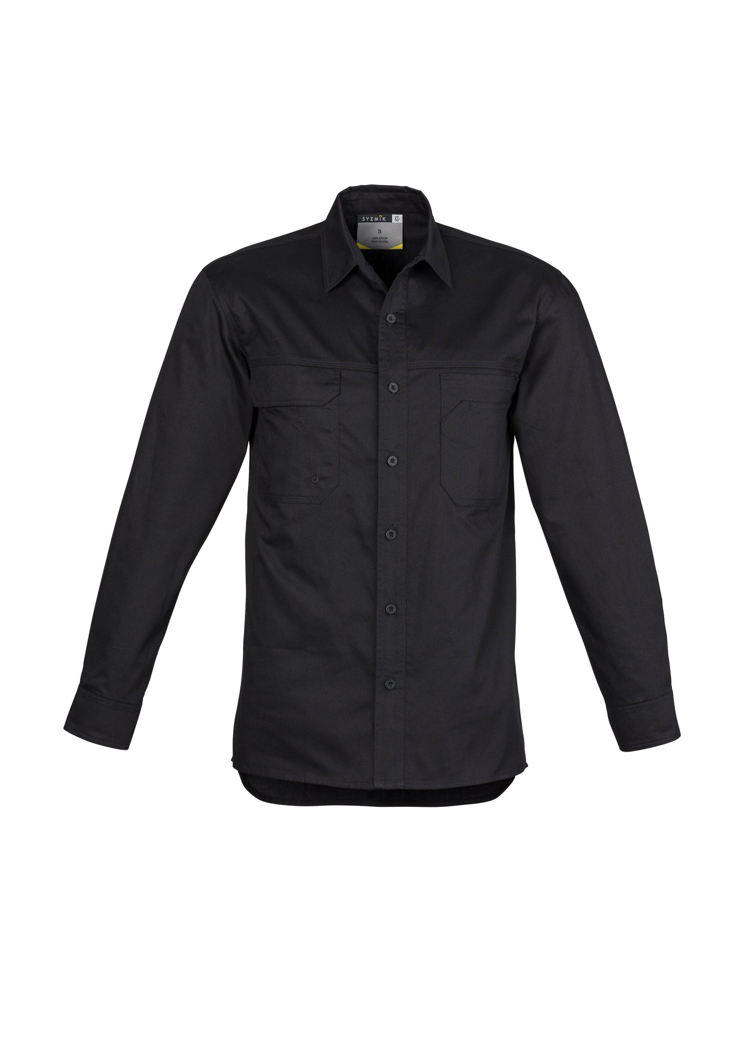 Mens Lightweight Tradie Long Sleeve Shirt Black back