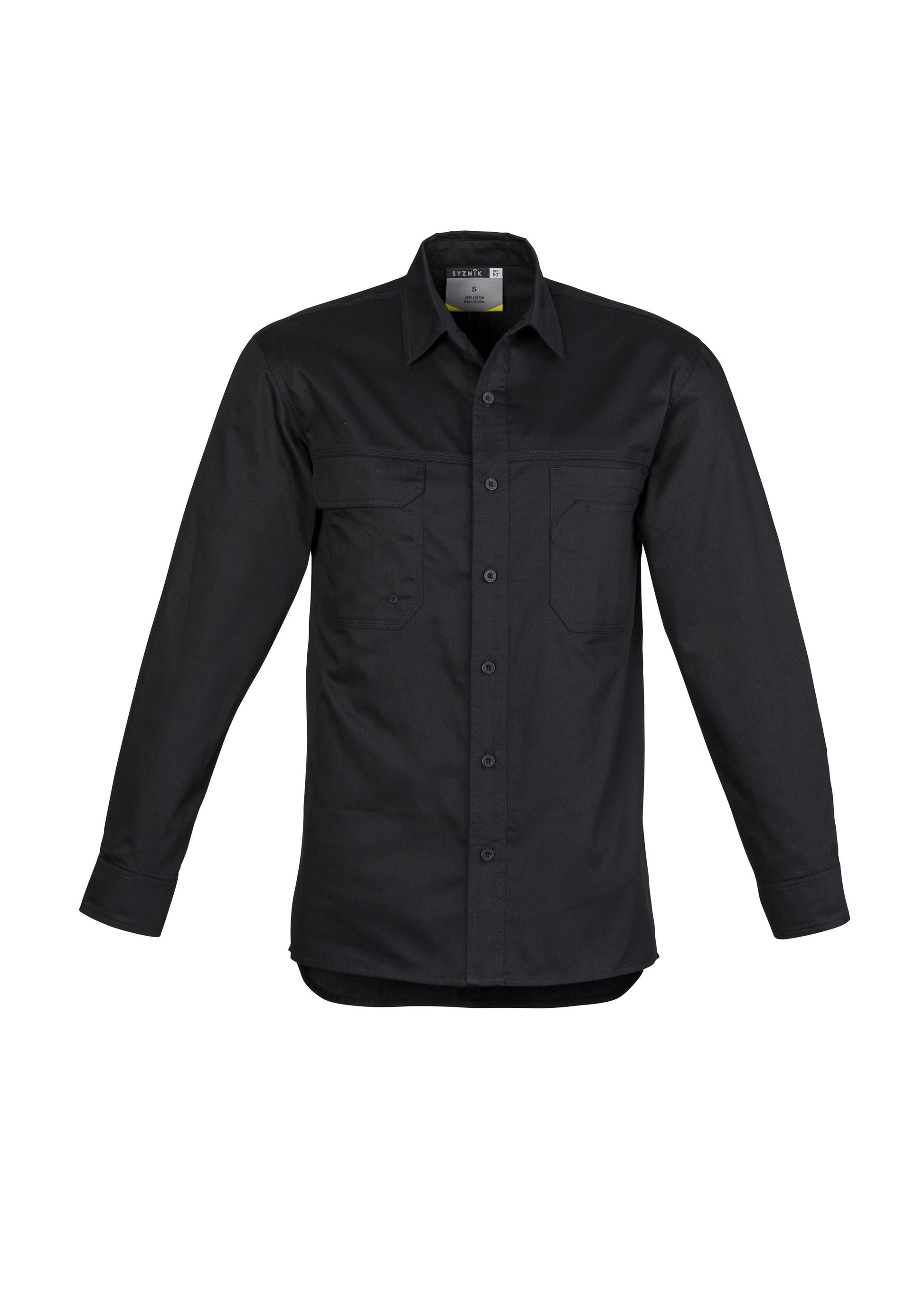 Mens Lightweight Tradie Long Sleeve Shirt Black back