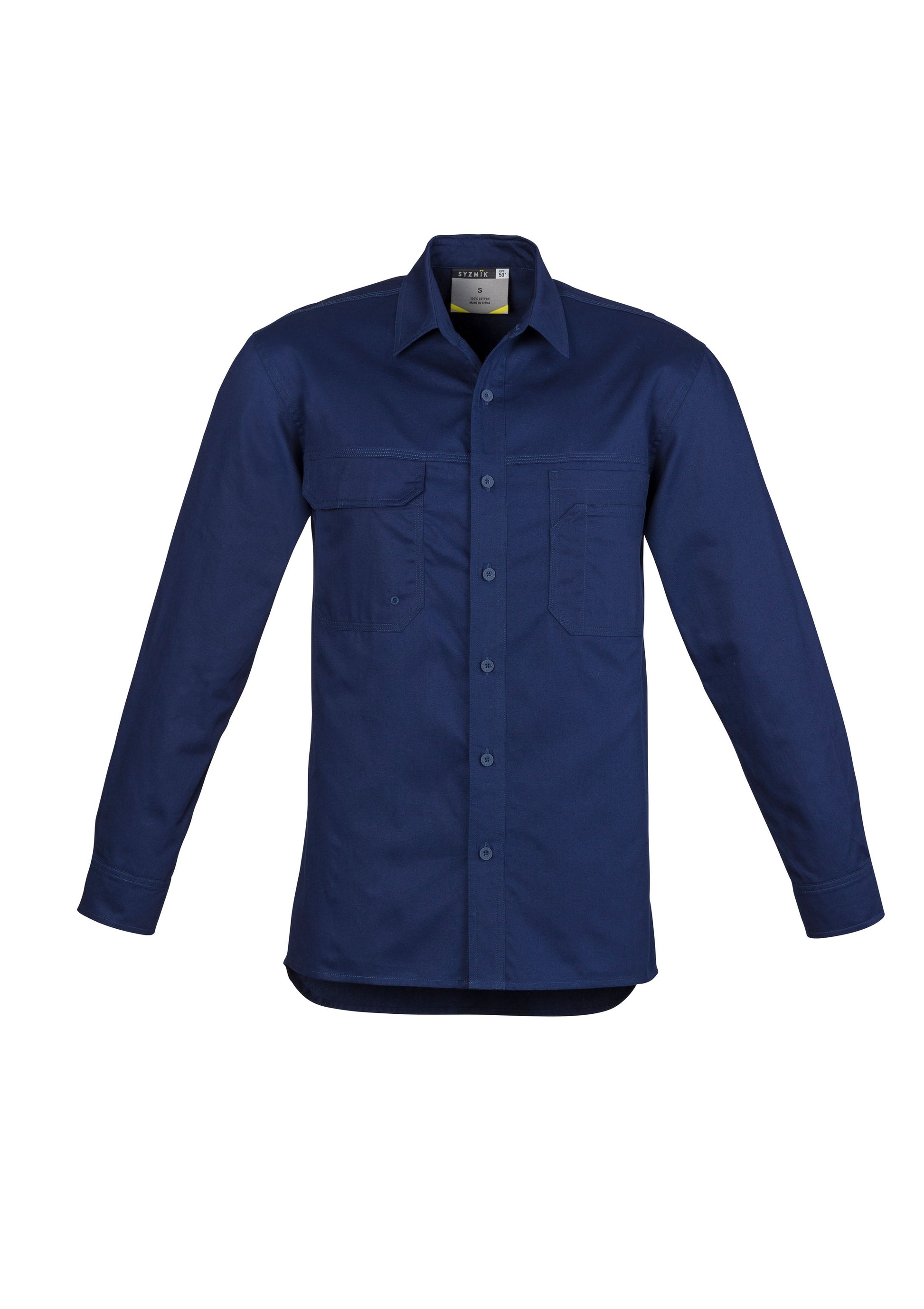 Mens Lightweight Tradie Long Sleeve Shirt Blue front