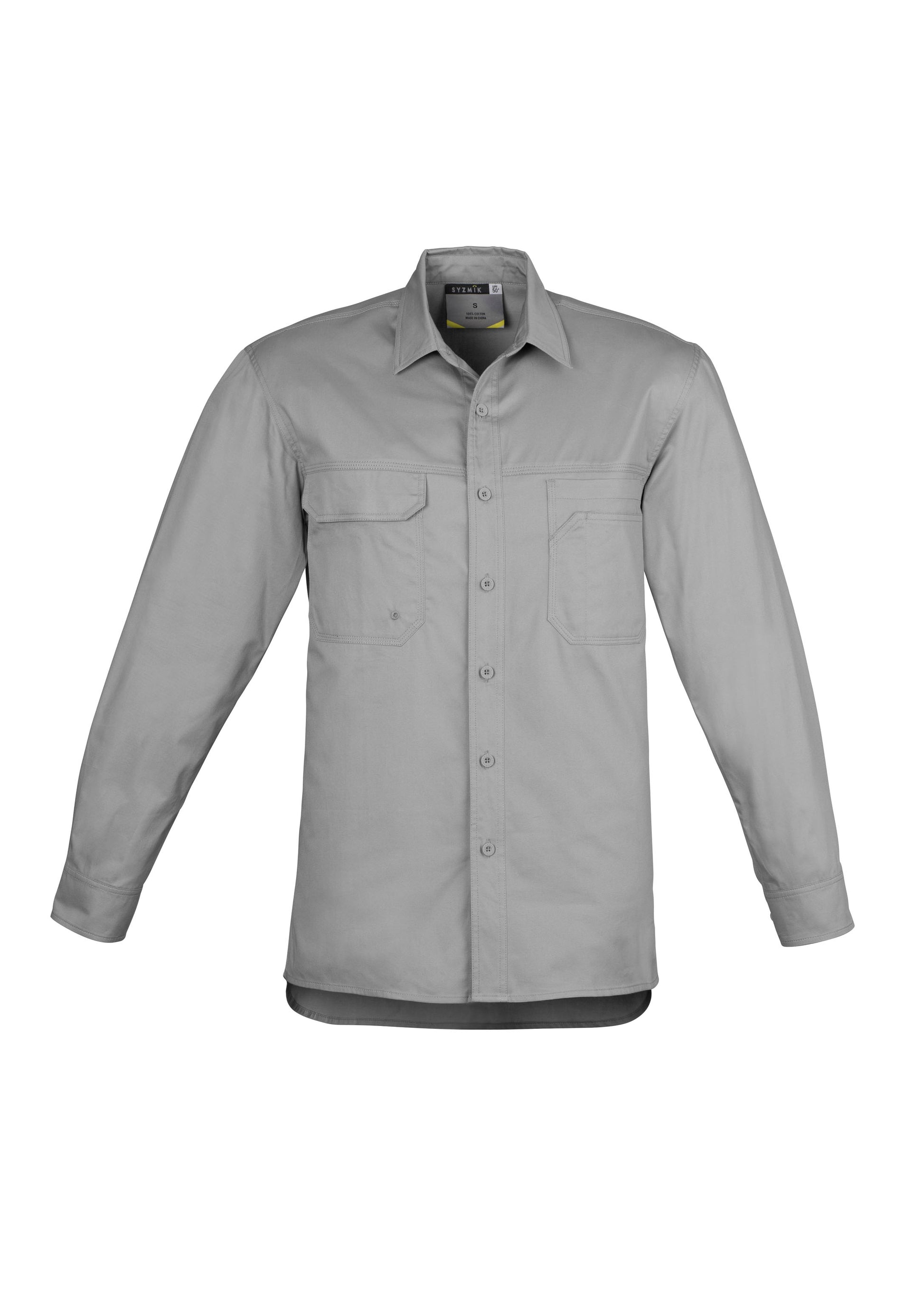 Mens Lightweight Tradie Long Sleeve Shirt Grey back