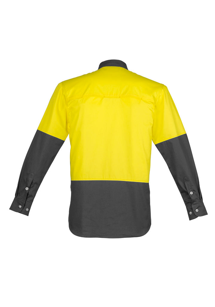 Mens Industrial Long Sleeve Shirt Yellow/Charcoal back