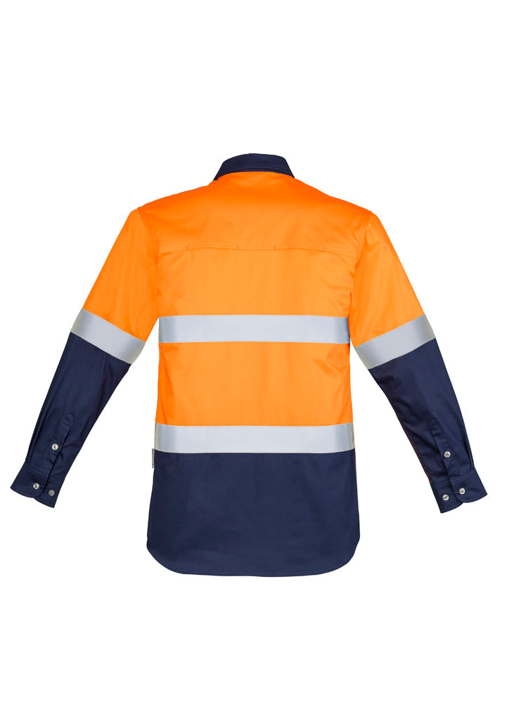 Mens Industrial Long Sleeve Shirt - Hoop Taped Orange/Navy back
