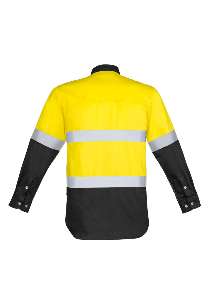 Mens Industrial Long Sleeve Shirt - Hoop Taped Yellow/Charcoal back