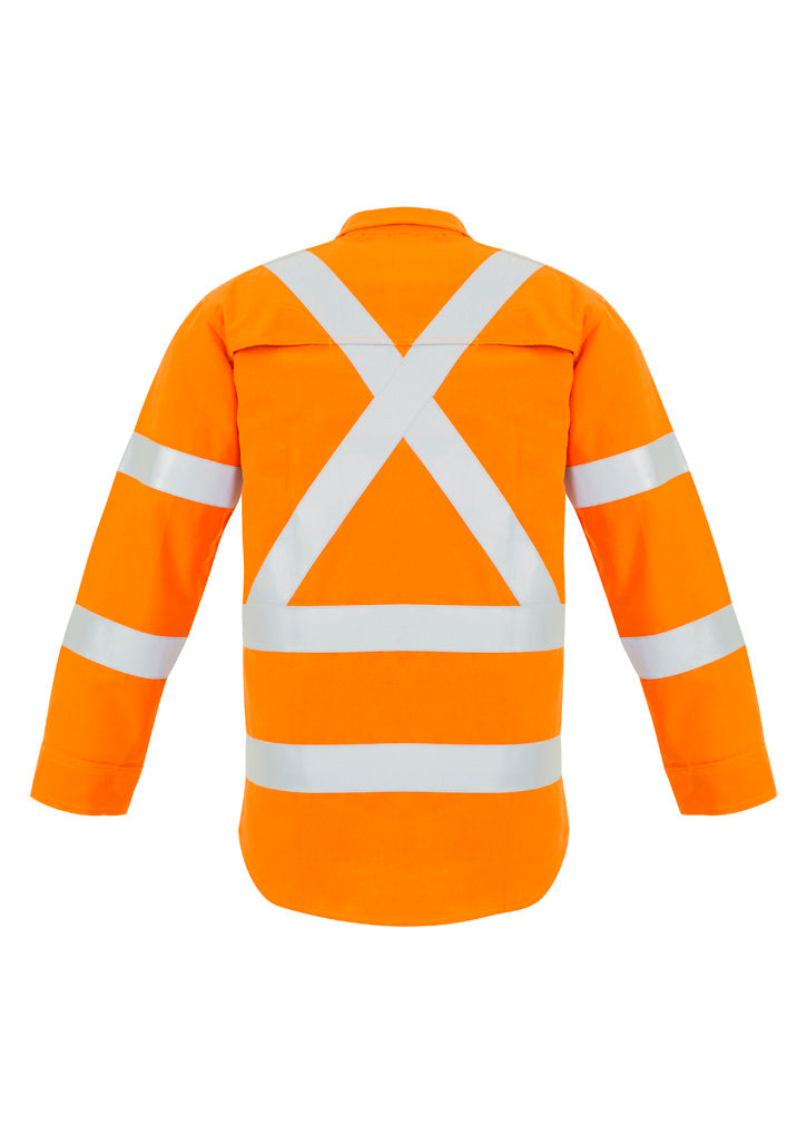 Mens Red Flame Hi Vis X Back Shirt Orange back