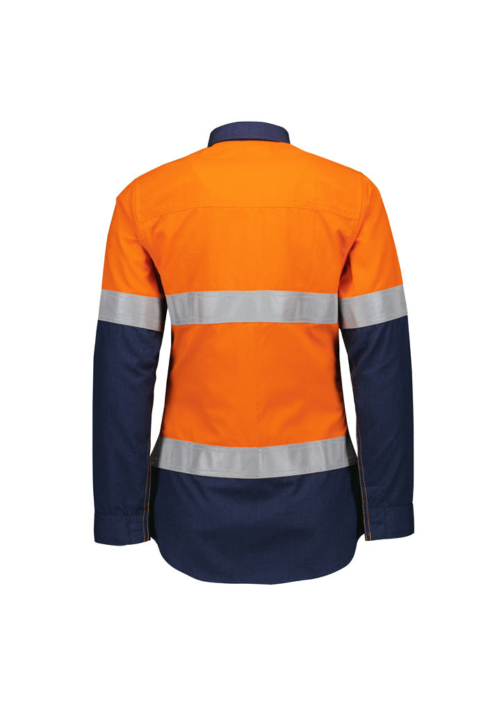 Womens Orange Flame Lightweight Ripstop Taped Shirt Orange/Navy back