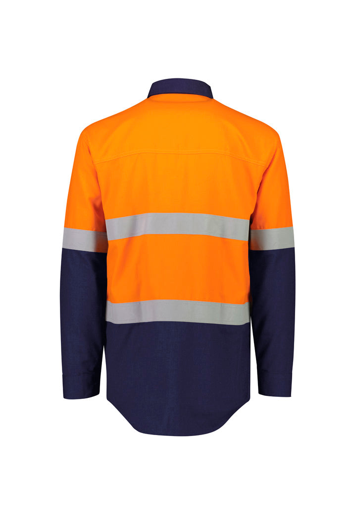 Mens Orange Flame Lightweight Ripstop Shirt - Hoop Taped Orange/Navy back