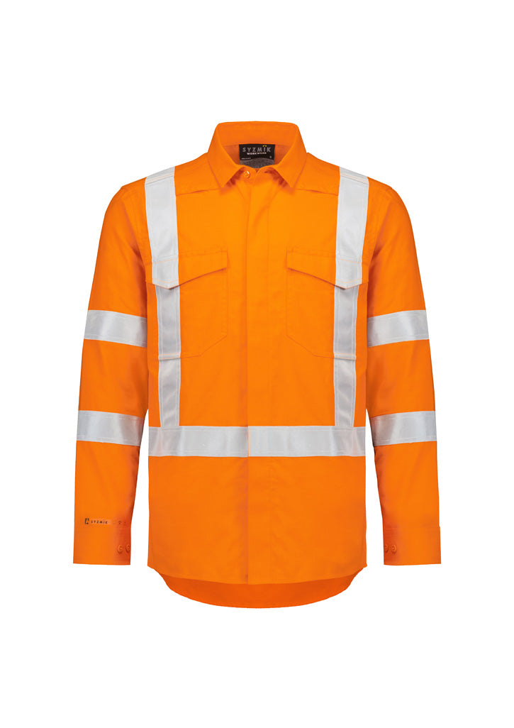 Mens Orange Flame Lightweight Ripstop X Back Taped Shirt Orange back