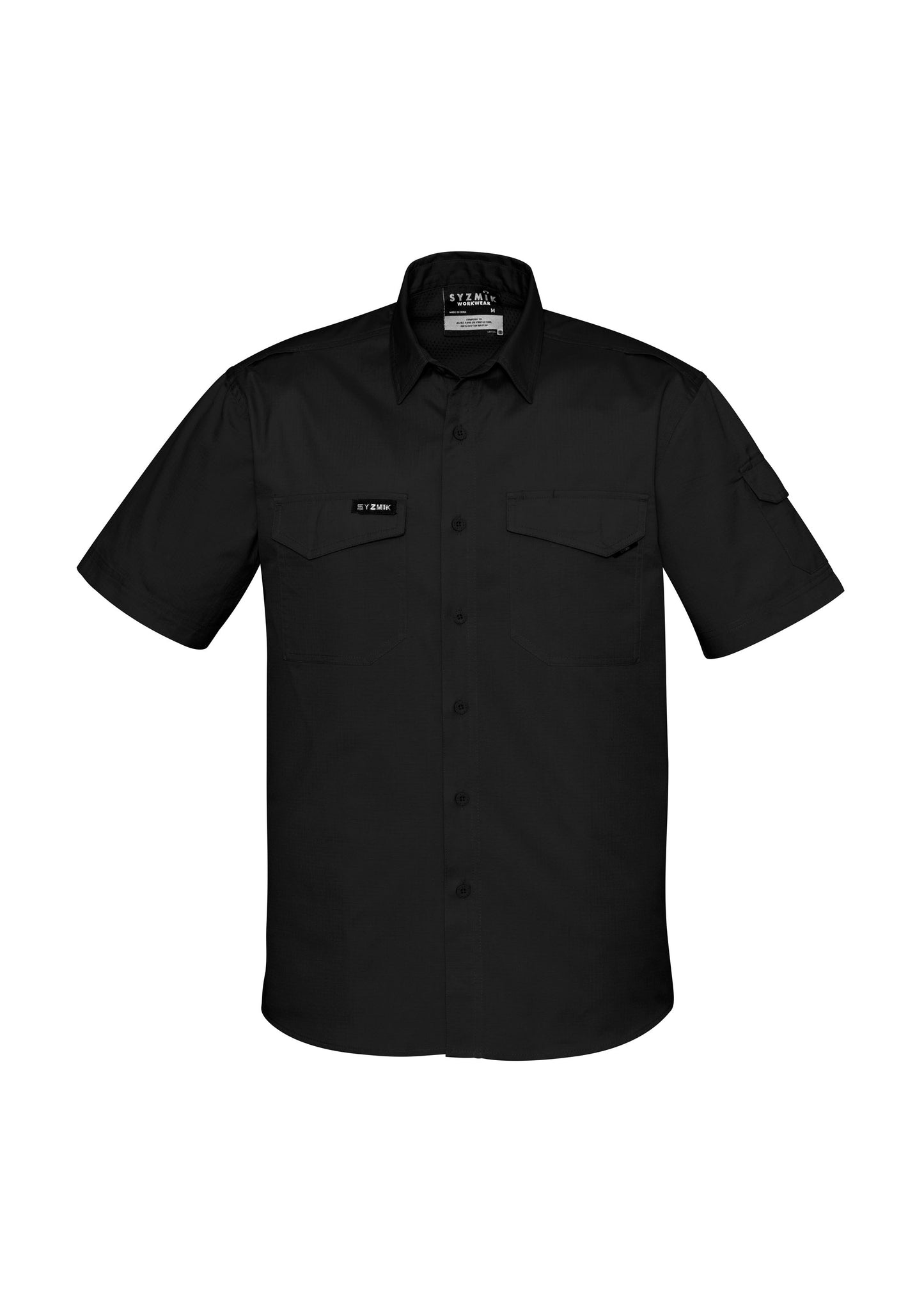 Mens Rugged Cooling Short Sleeve Shirt Black back