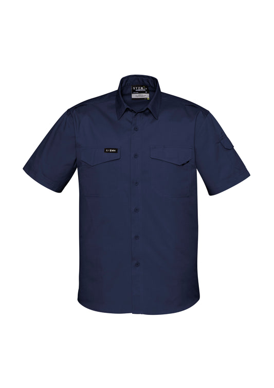Mens Rugged Cooling Short Sleeve Shirt Navy front