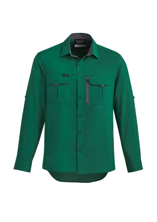 Mens Outdoor Long Sleeve Shirt Green front