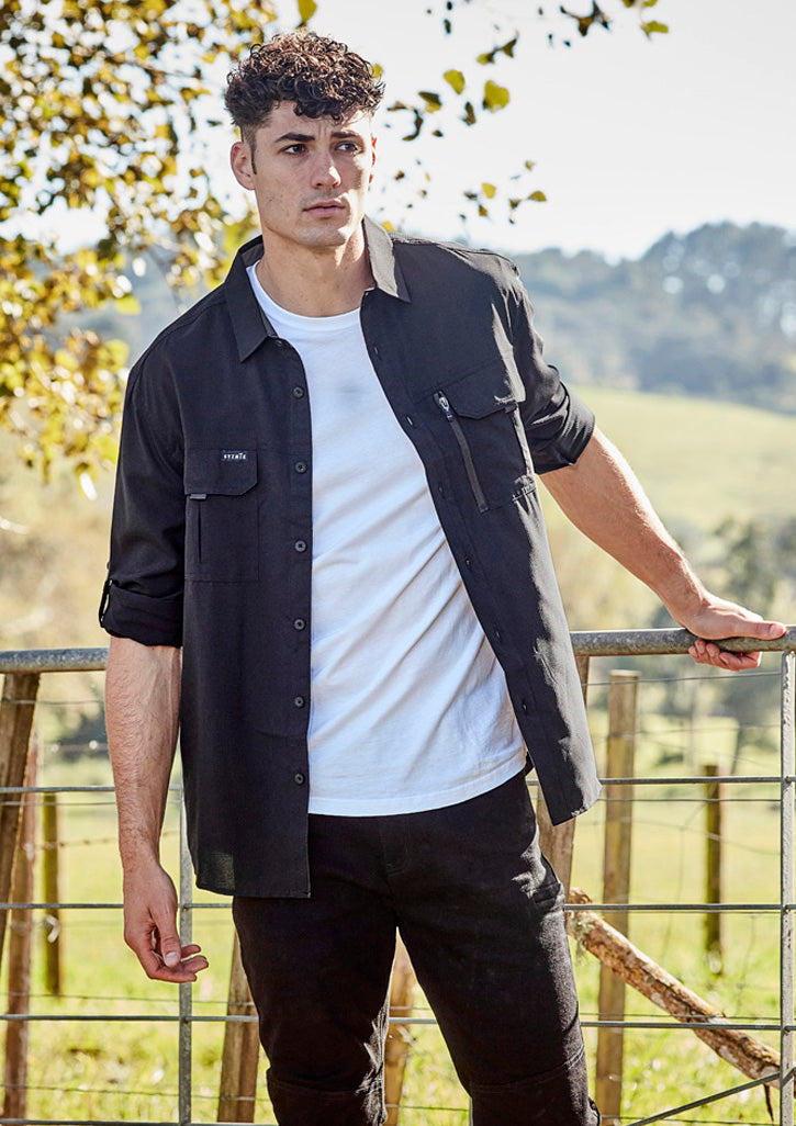 Mens Outdoor Long Sleeve Shirt Black front