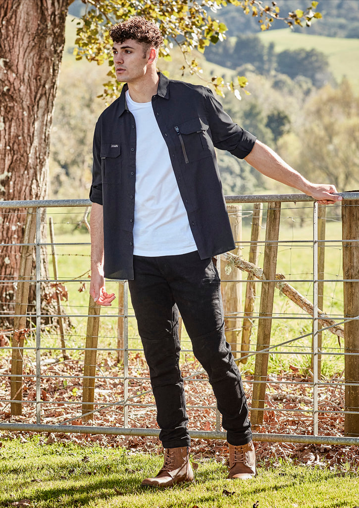 Mens Outdoor Long Sleeve Shirt Black back
