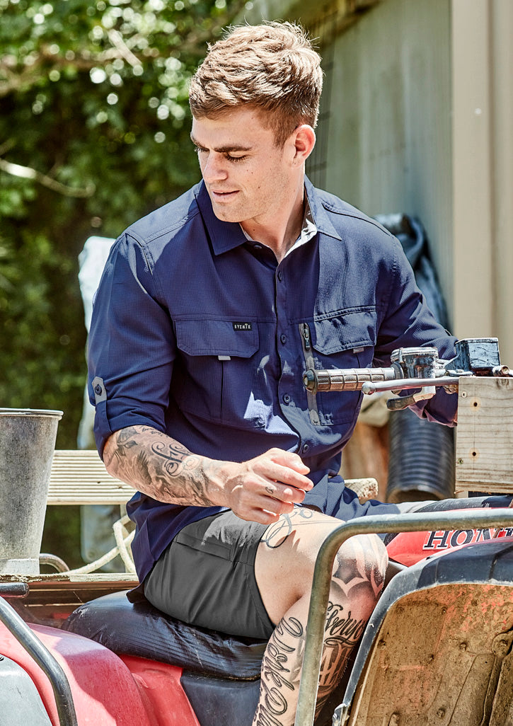 Mens Outdoor Long Sleeve Shirt Navy front