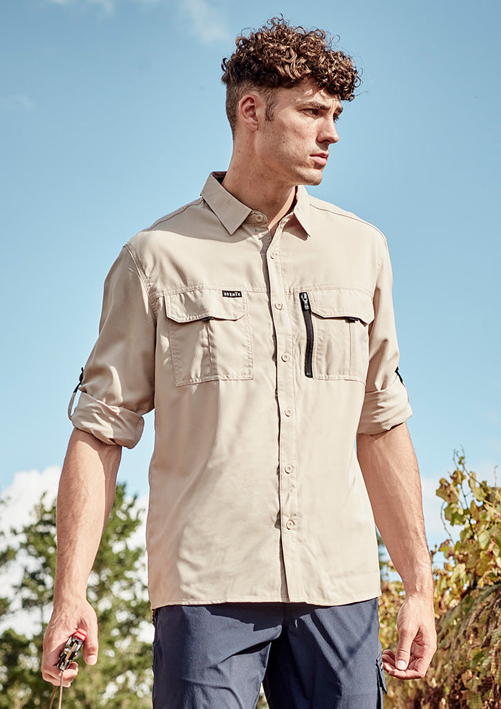 Mens Outdoor Long Sleeve Shirt Sand front