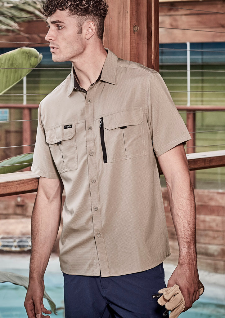 Mens Outdoor Short Sleeve Shirt Sand back