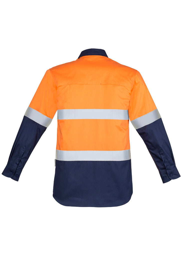 Mens Closed Front Long Sleeve Shirt - Hoop Taped Orange/Navy back
