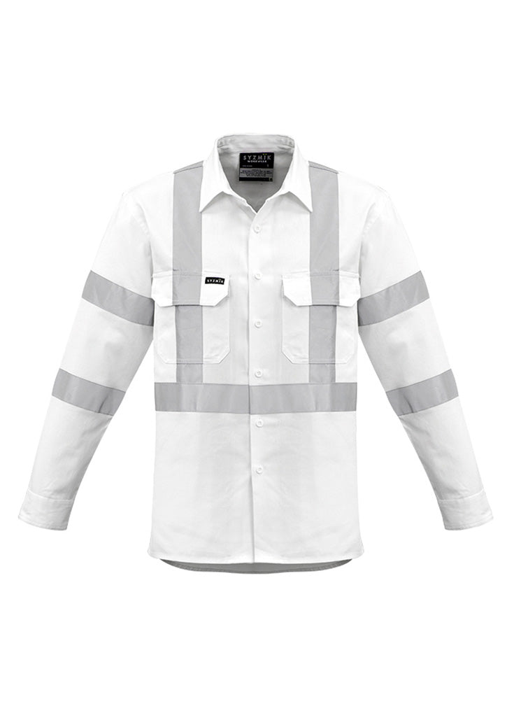 Mens Bio Motion X Back Taped Long Sleeve Shirt White front