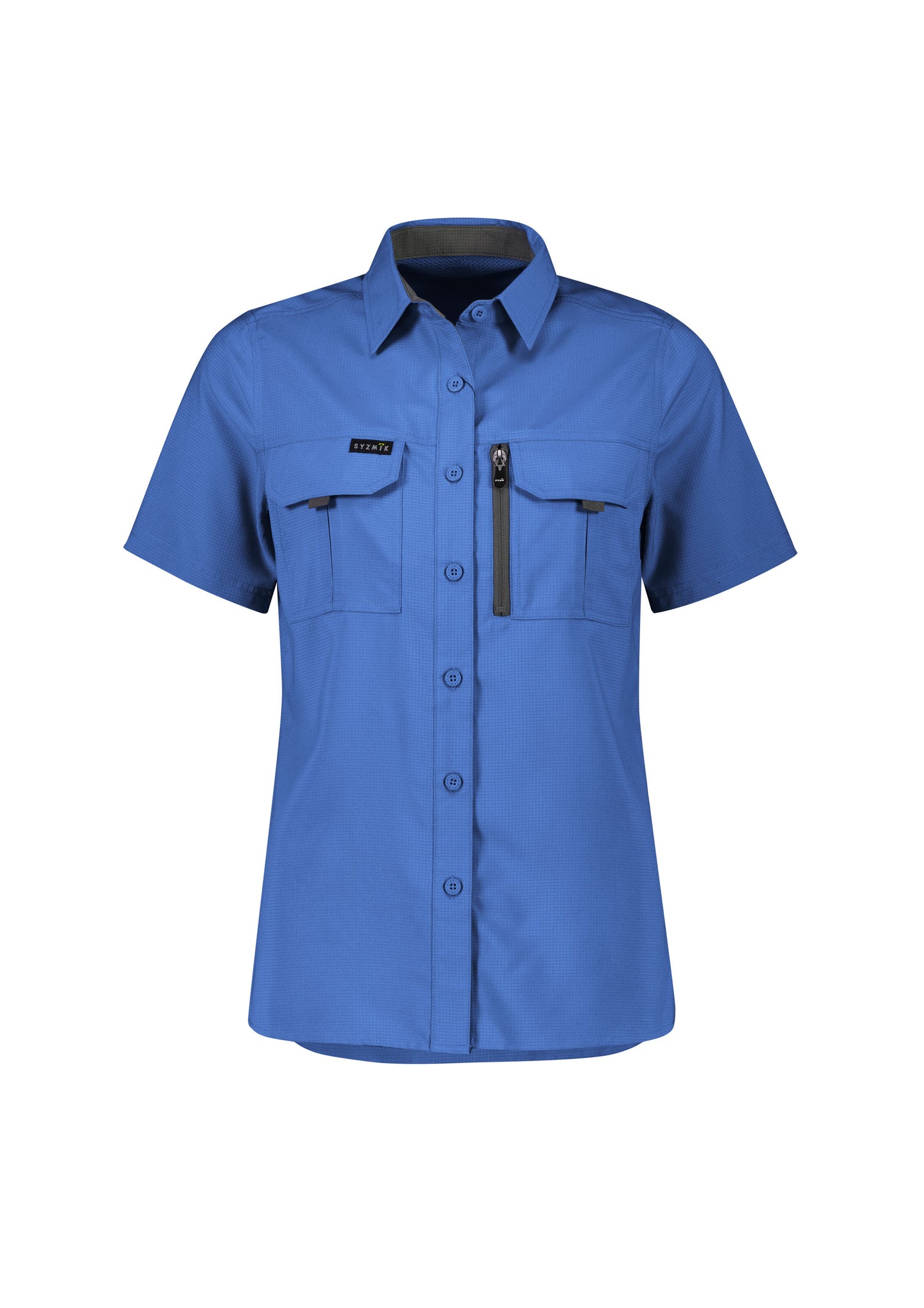 Womens Outdoor Short Sleeve Shirt Blue front