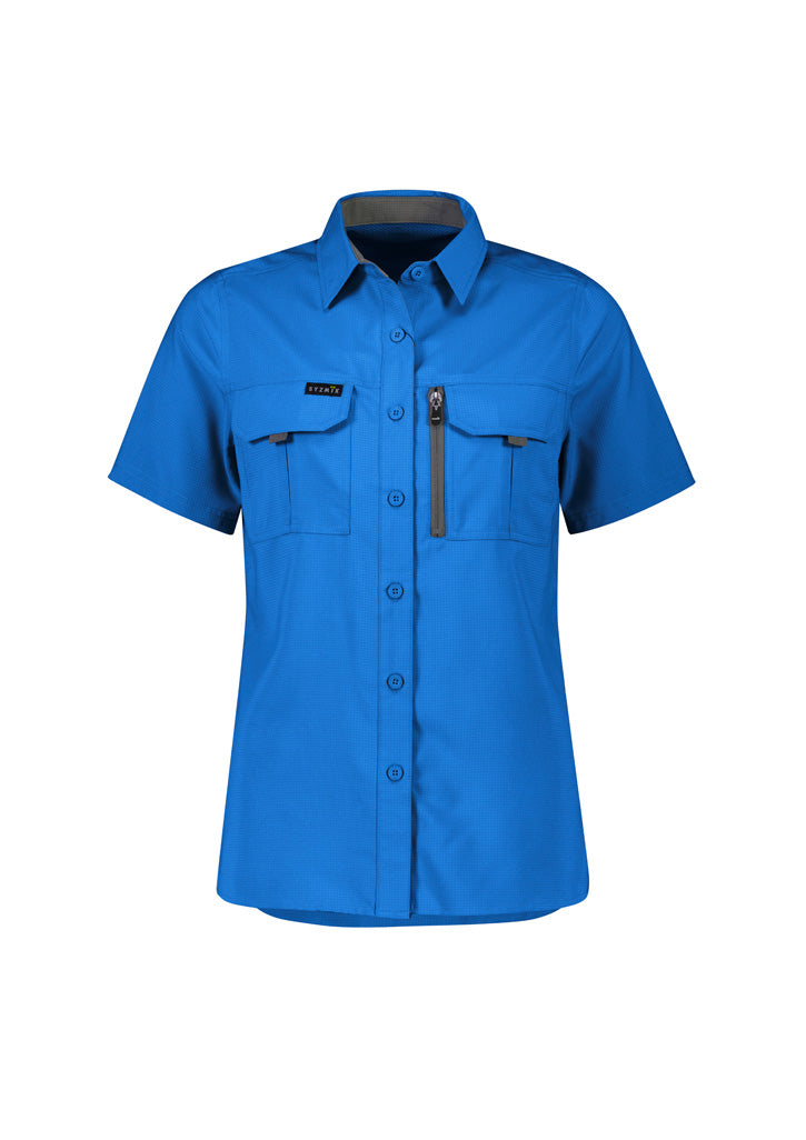 Womens Outdoor Short Sleeve Shirt Cobalt front