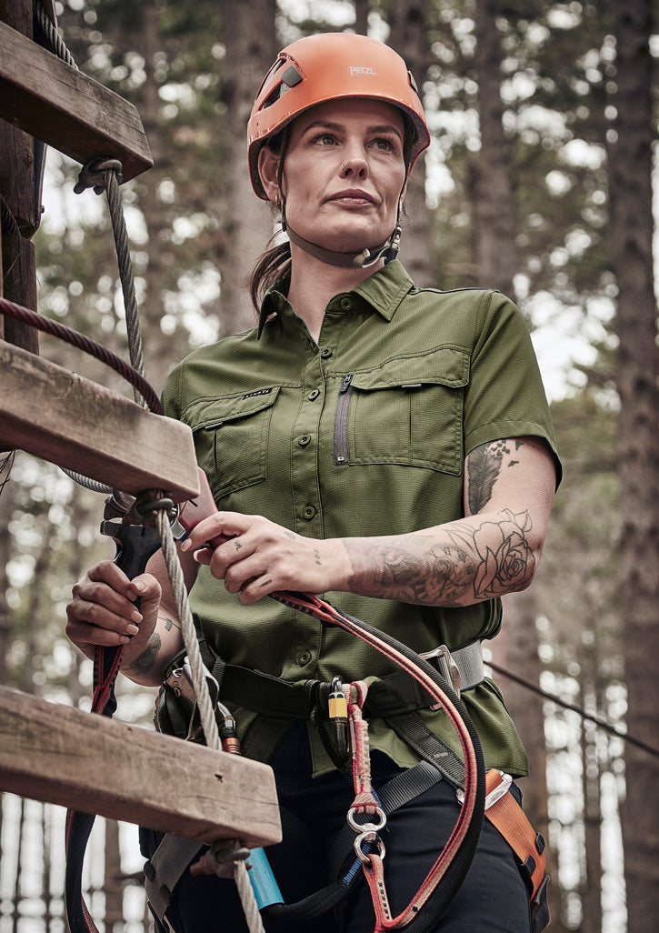 Womens Outdoor Short Sleeve Shirt Army front