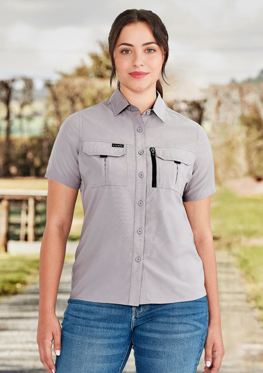 Womens Outdoor Short Sleeve Shirt Stone front