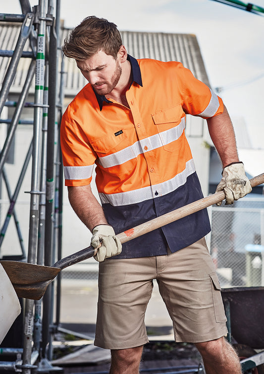 Mens Rugged Cooling Hi Vis Taped Short Sleeve Shirt