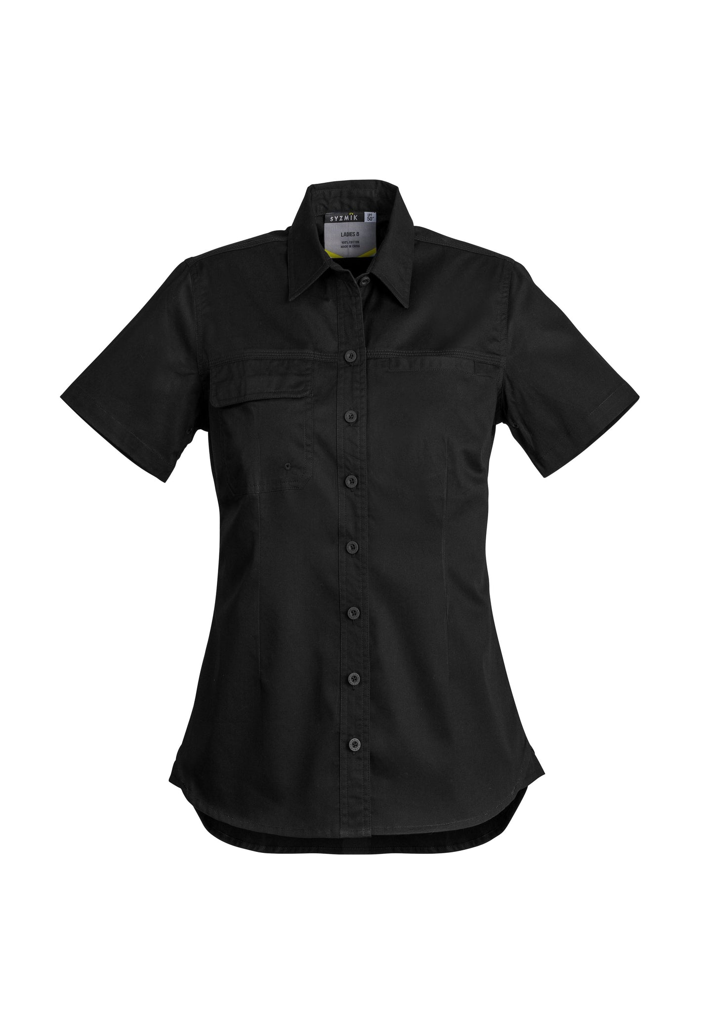 Womens Lightweight Tradie Short Sleeve Shirt Black front