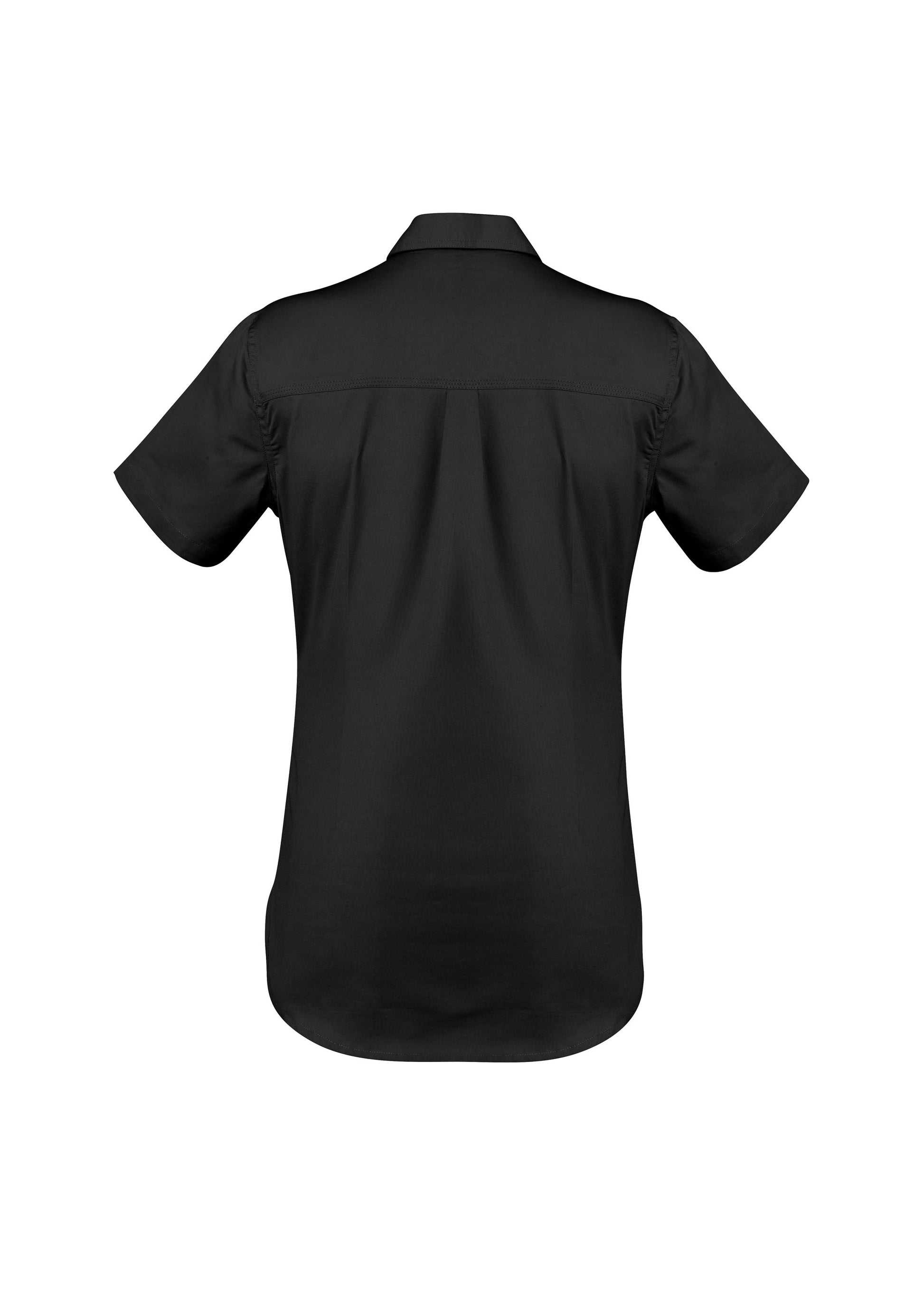 Womens Lightweight Tradie Short Sleeve Shirt Black back