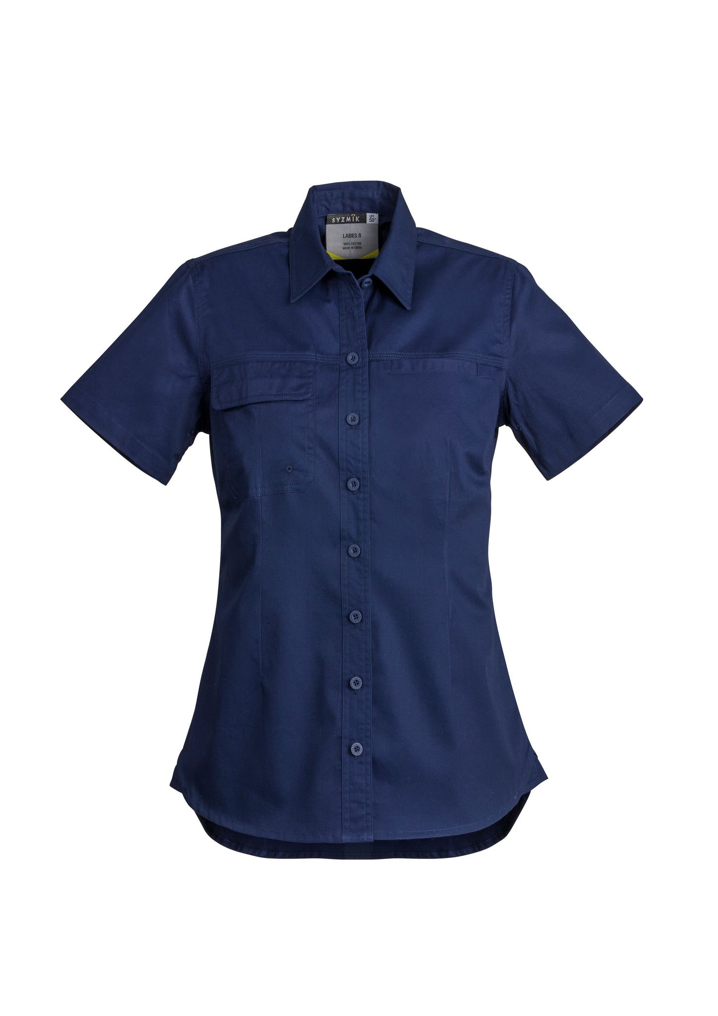 Womens Lightweight Tradie Short Sleeve Shirt Blue front