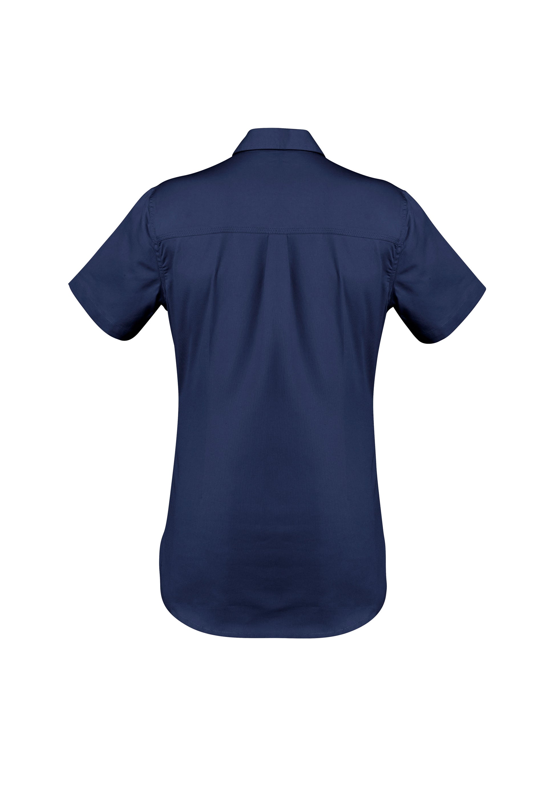 Womens Lightweight Tradie Short Sleeve Shirt Blue back
