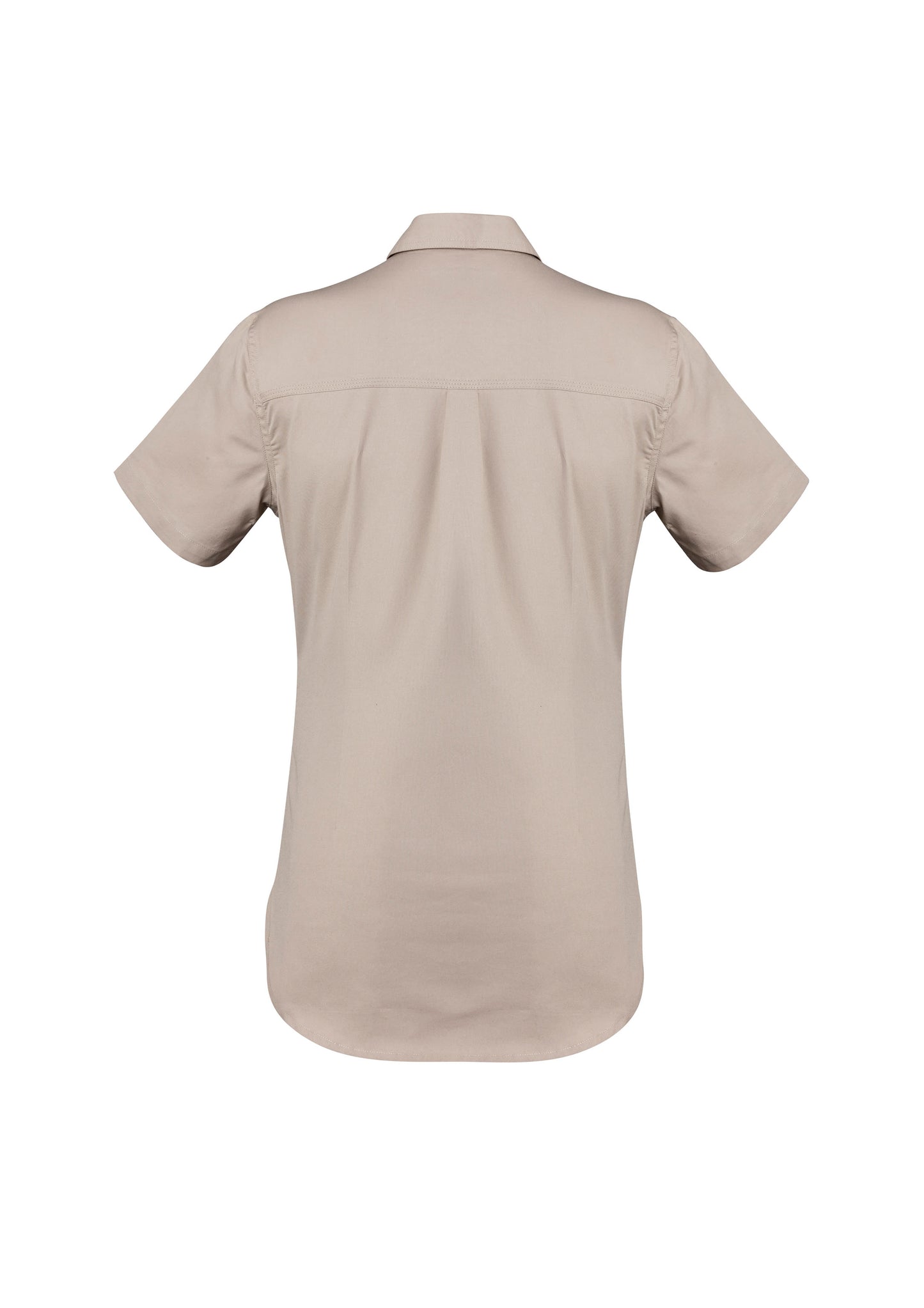 Womens Lightweight Tradie Short Sleeve Shirt Sand back