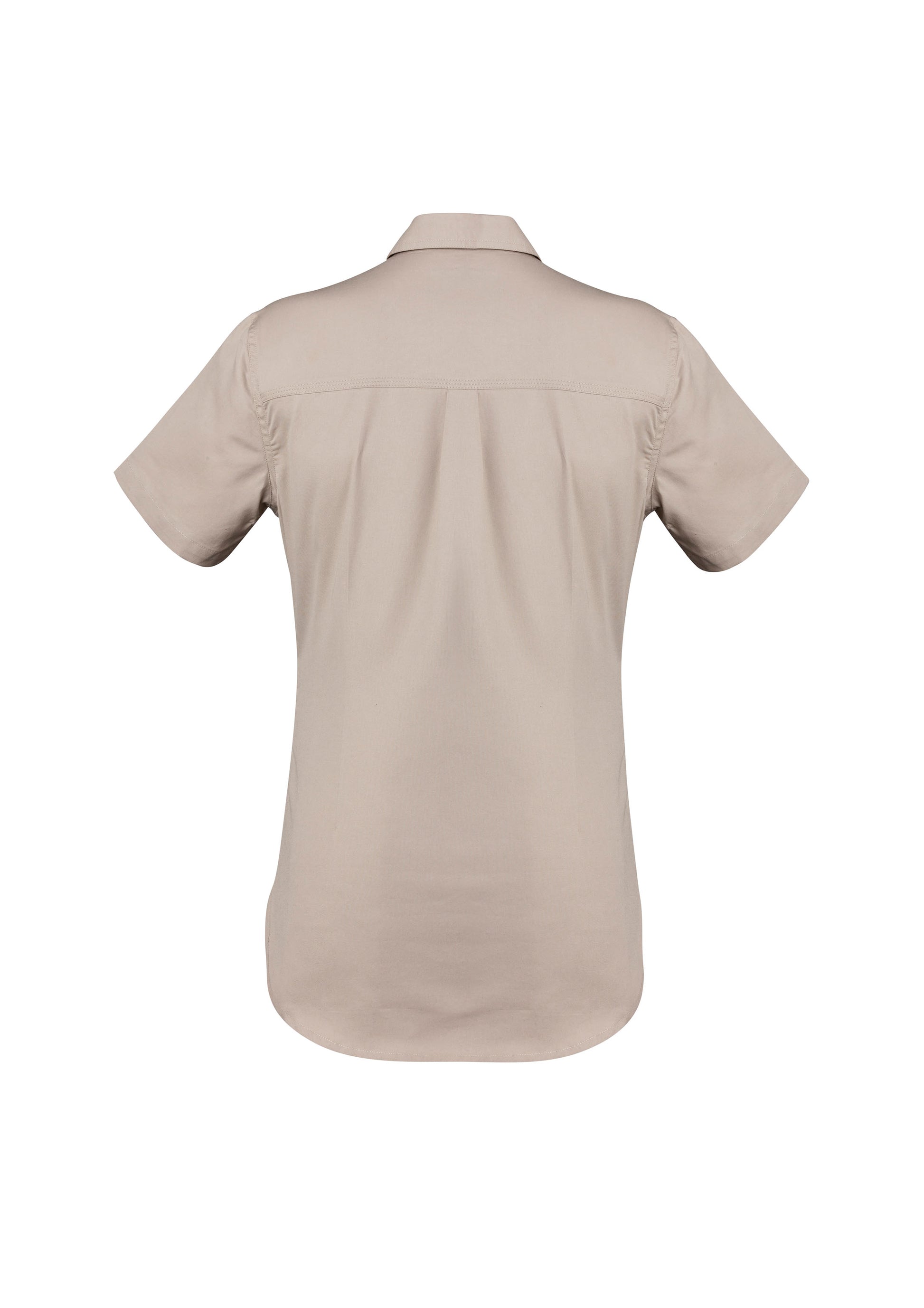 Womens Lightweight Tradie Short Sleeve Shirt Sand back