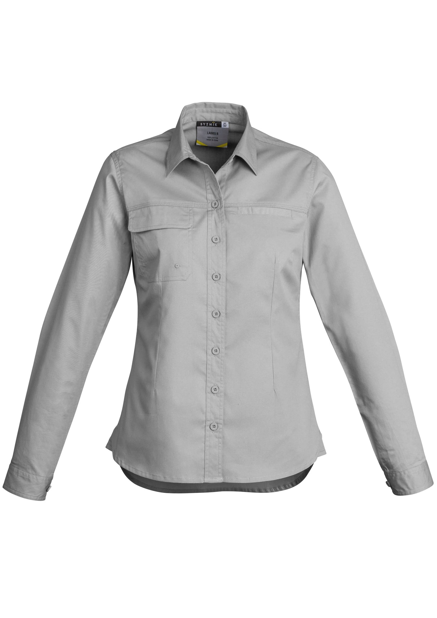 Womens Lightweight Tradie Long Sleeve Shirt Grey front