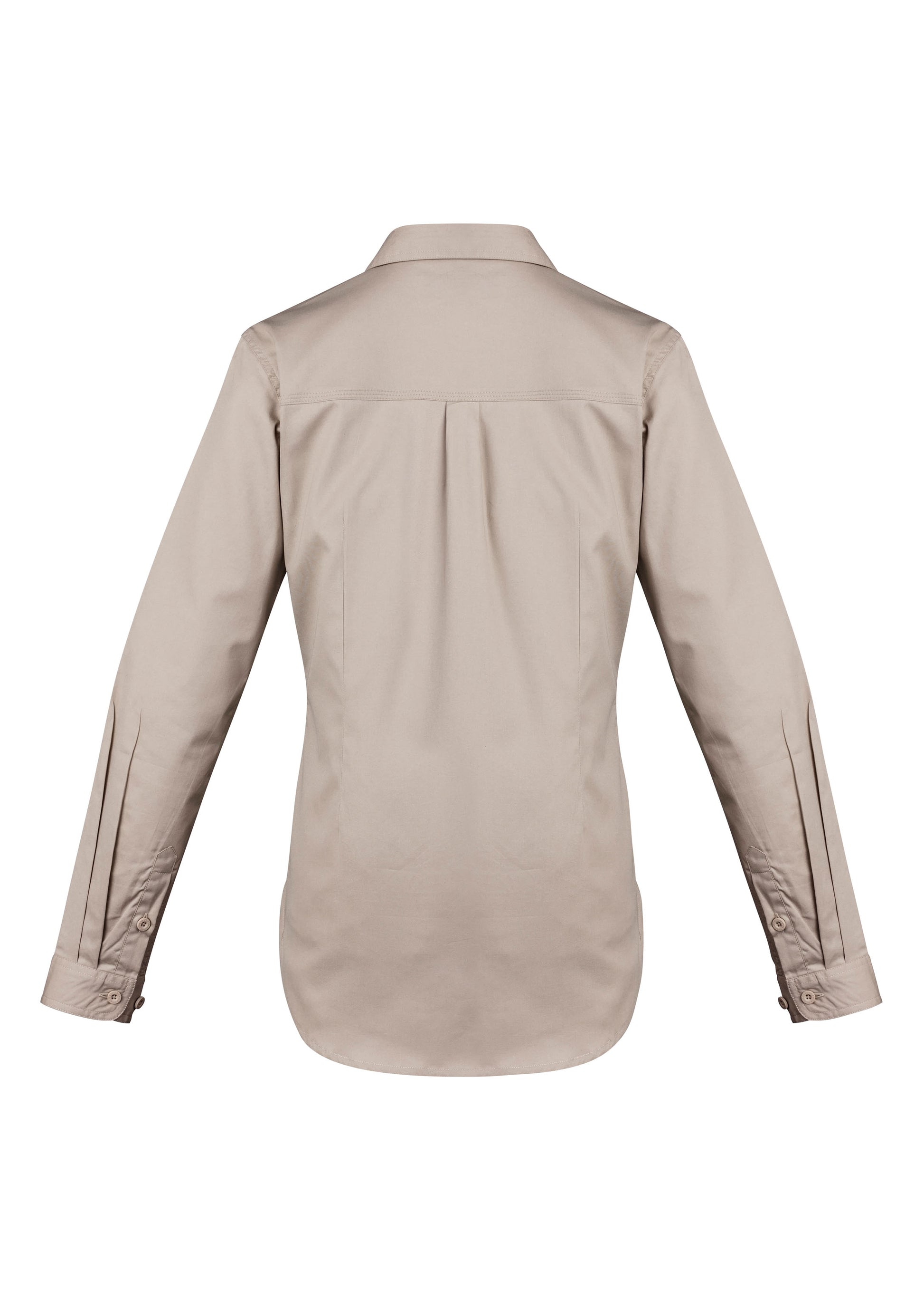 Womens Lightweight Tradie Long Sleeve Shirt Sand back