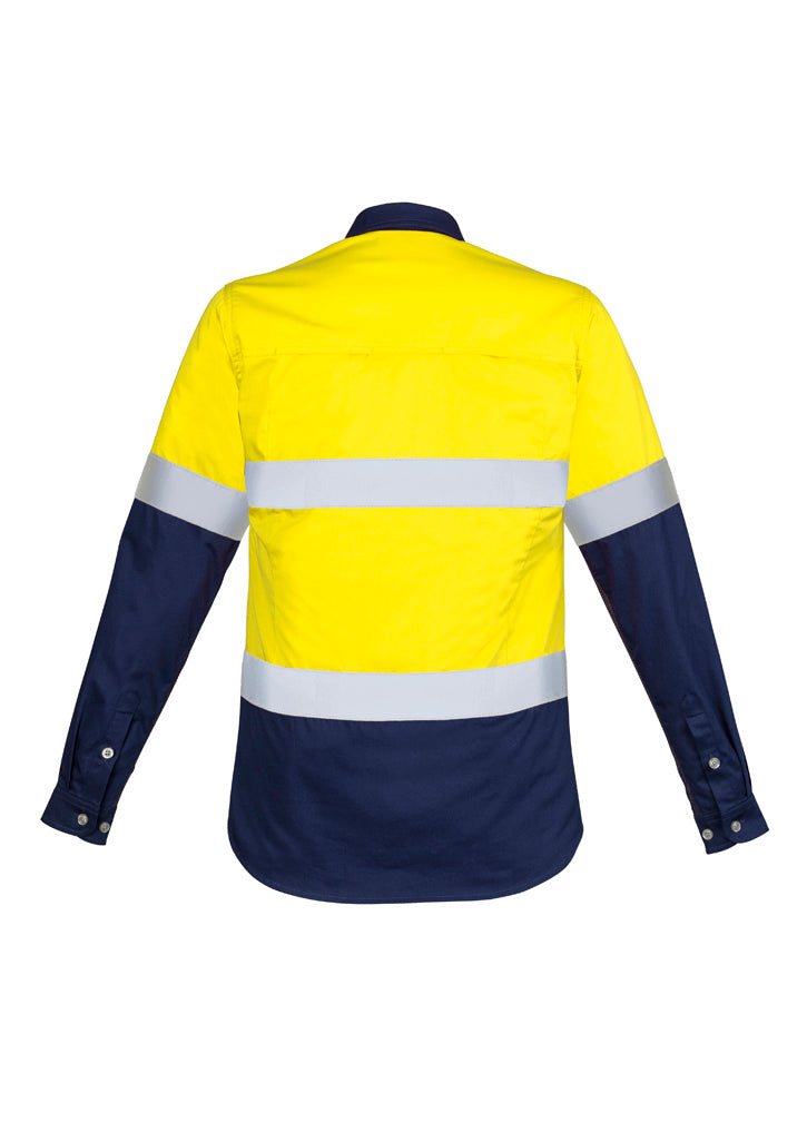 Womens Industrial Long Sleeve Shirt - Hoop Taped Yellow/Navy back