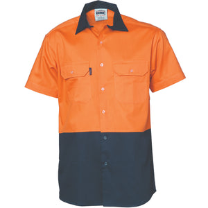 HiVis Two Tone Cotton Drill Shirt - Short Sleeve 3831
