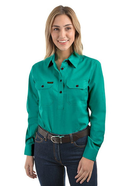 WOMEN'S HARD SLOG HALF PLACKET LIGHT COTTON SHIRT HCP2101002 - EMROIDERED