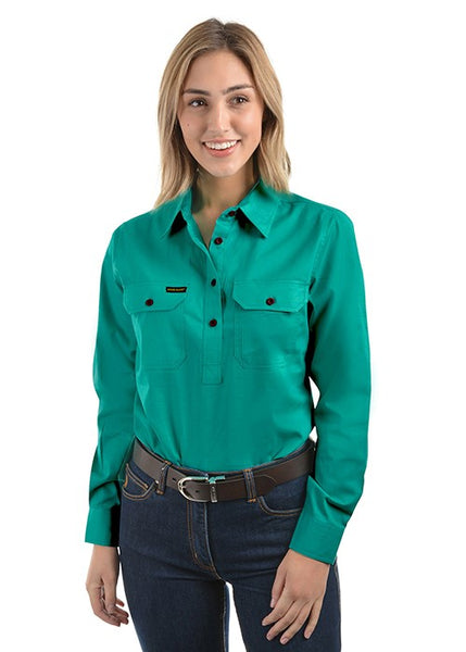 WOMEN'S HARD SLOG HALF PLACKET LIGHT COTTON SHIRT HCP2101002