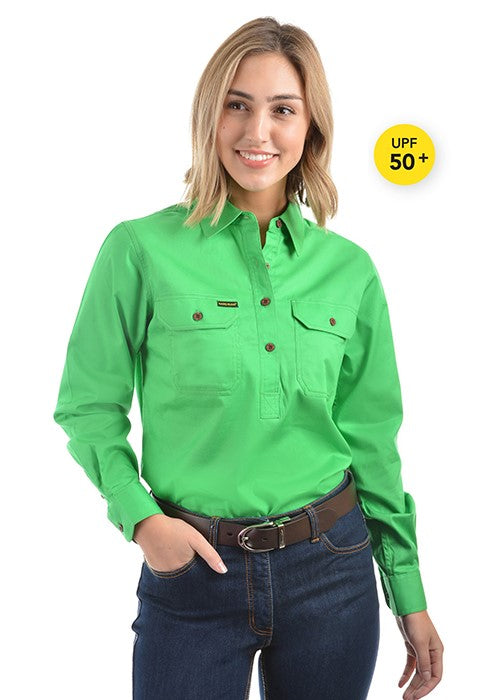 WOMEN'S HARD SLOG HALF PLACKET LIGHT COTTON SHIRT HCP2101002
