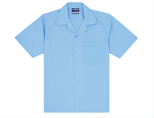 Midford Girls Short Sleeve Basic Open Neck Shirt - Sky Blue