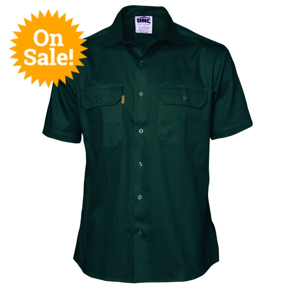 Dnc Cotton Drill Work Shirt - Short Sleeve Xs / Green Workwear