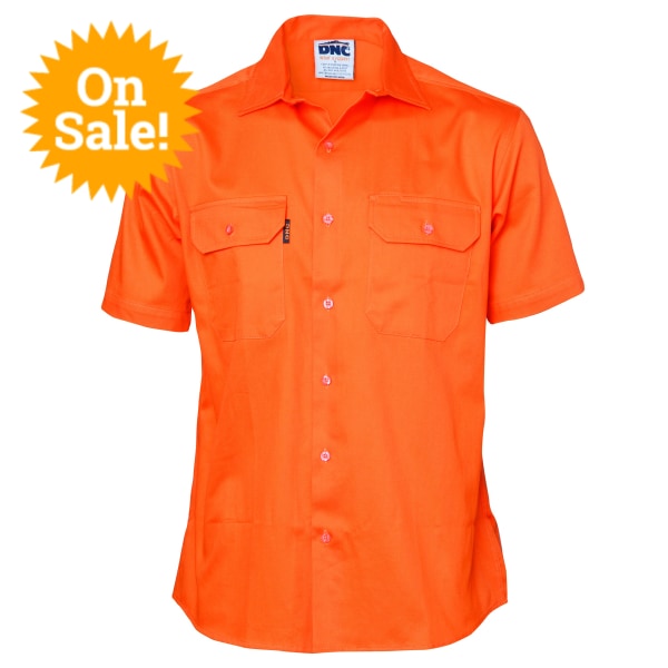 Dnc Cotton Drill Work Shirt - Short Sleeve Xs / Orange Workwear